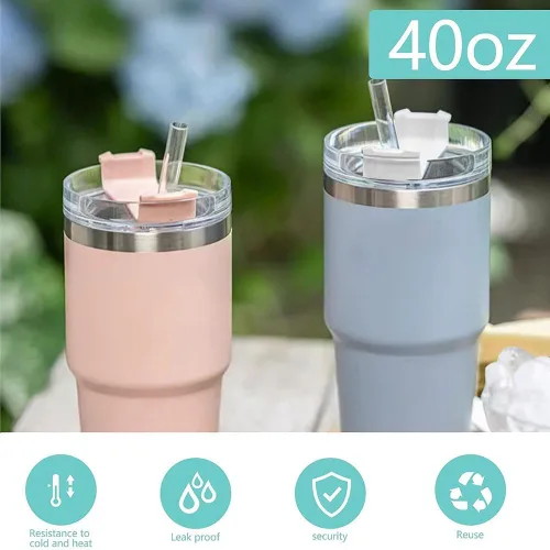Miniatura 7 de 2 piezas de tapa de vaso para taza Stanley de 40oz, a prueba de polvo, a prueba de derrames, resistente a salpicaduras, tapa de repuesto para taza