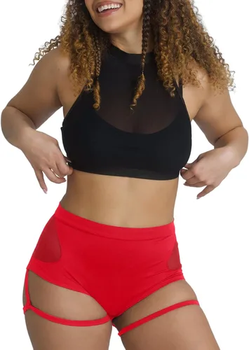 Miniatura 2 de BZB Pantalones cortos para mujer con ligas, cintura alta, entrenamiento, baile, yoga, pantalones deportivos con levantamiento de glúteos