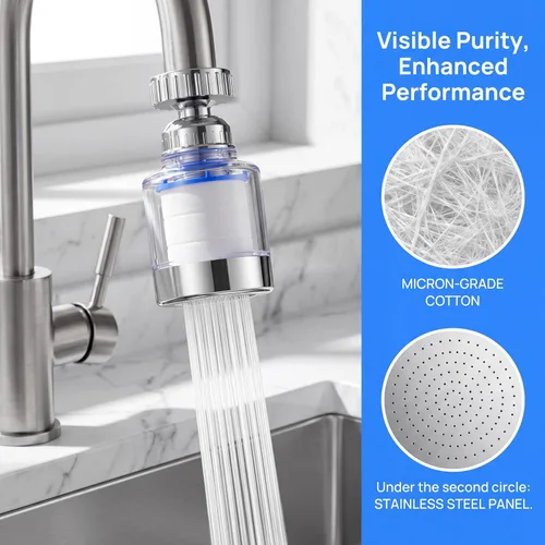 Miniatura 3 de Filtro de grifo de cocina, rotación de 360° para agua del grifo de cocina del hogar, a prueba de salpicaduras y filtro de aumento de presión