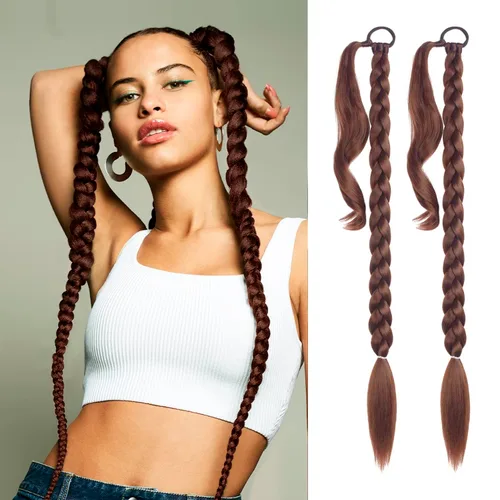 Miniatura 14 de Extensión de cabello sintético suave y natural para mujer, 34 pulgadas, 4.63 onzas, color rosa