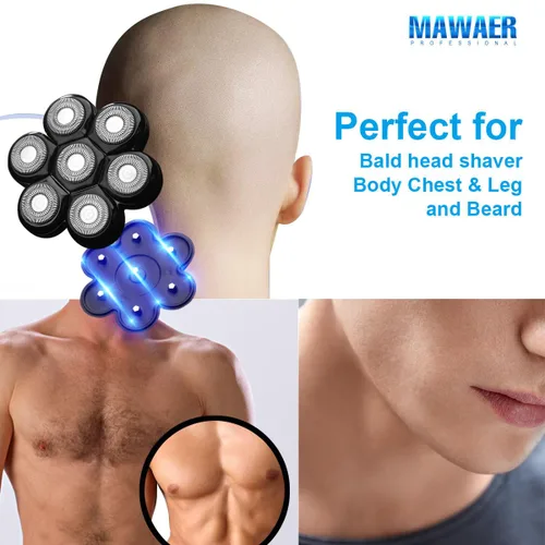 Miniatura 9 de Interfaz magnética universal de 7 cuchillas para afeitadora de cabeza de repuesto para máquina de afeitar serie Freedom, cabezales de repuesto