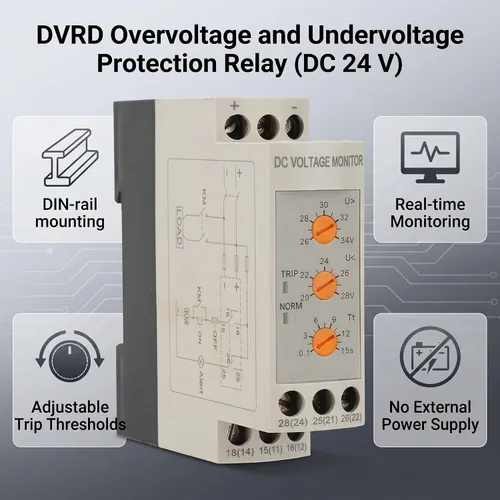 Miniatura 3 de Relé de monitoreo de sobretensión de bajo voltaje Disyuntor Módulo de control ajustable DC 12V/24V/36V/48V (DC24V)