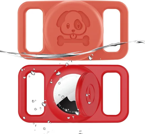 Miniatura 12 de Paquete de 2 soportes impermeables para collar de perro AirTag compatibles con Apple AirTag, soporte de silicona oculto para Airtag Tracker, negro