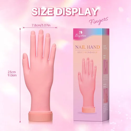 Miniatura 2 de Buqikma Mano de práctica de uñas para uñas acrílicas, mano de maniquí para práctica de uñas, flexible y flexible y flexible para práctica de uñas, 1