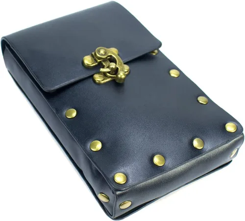 Miniatura 9 de Riñonera retro para mujer, riñonera para teléfono celular, steampunk, medieval, renacentista, accesorios de disfraz, Negro