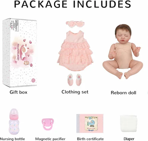 Miniatura 6 de Muñecas Reborn – Muñeca de bebé recién nacida realista de 20 pulgadas, cuerpo de tela hecha a mano, con peso suave, juego de regalo pintado avanzado