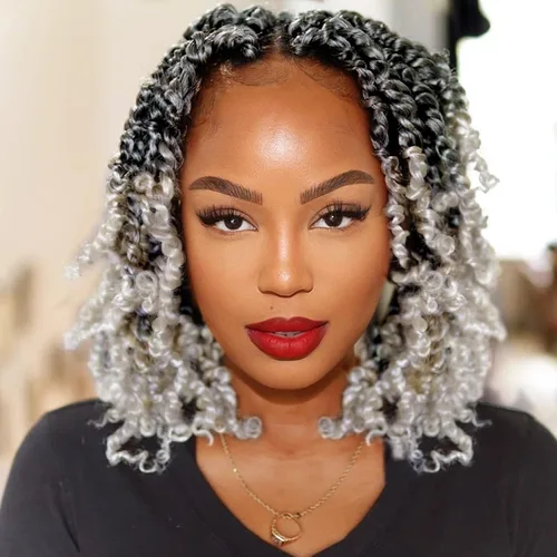 Miniatura 48 de Bileaf Cabello de Ganchillo Passion Twist Pre-retorcido de 10 Pulgadas, 8 Paquetes de Ganchillo Passion Twist, Cabello Corto Passion Twist
