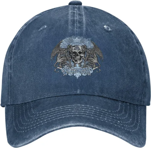 Miniatura 2 de Cowboy Hat Trendy Hats for Man and Women Djustable Four Season Outdoor Baseball Cap of Hell Skull with Angel Navy Blue