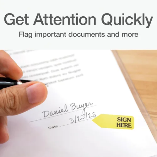 Miniatura 3 de Redi-Tag 91001 - Recambios para bandera de página de mensaje de flecha, "Sign Here", amarillo, 120 banderas por rollo (caja de 6 rollos)