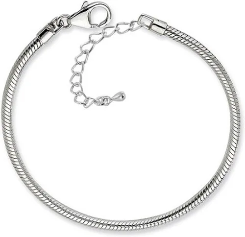 Miniatura 3 de RUBYCA Pulsera de encanto europea de color plateado cadena de serpiente cierre de langosta fabricación de joyas 6.3 pulgadas 5pcs