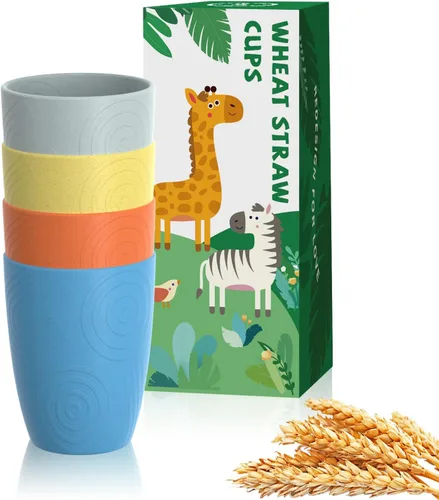 Miniatura 27 de Homienly Juego de vasos apilables con popote de trigo inastillable, vasos de cocina irrompibles para niños y adultos, reutilizables, aptos para 8
