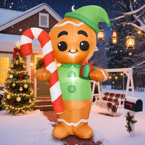 Miniatura 10 de Papá Noel inflable de 4 pies de Navidad lindo con luces LED incorporadas, decoración inflable de Navidad para interiores y exteriores, gran