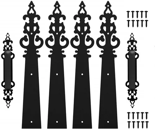 CCJH Bisagras decorativas de metal para puerta de garaje, accesorios para casa de carro, 6 unidades, color negro (estilo trenzado)