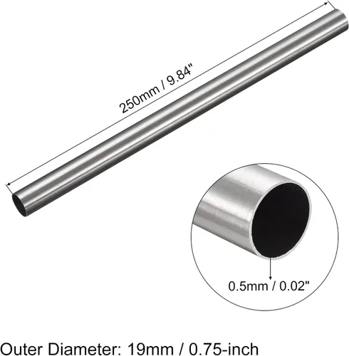 Miniatura 55 de uxcell Tubo de acero inoxidable 304, diámetro exterior de 34 mm x 1,5 mm de espesor de pared, 300 mm de longitud de tubería metálica para maquinaria