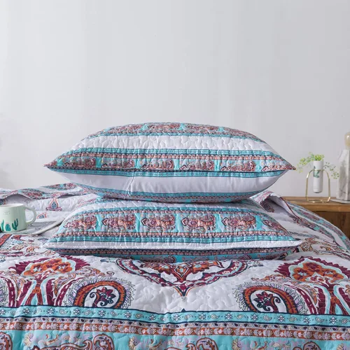 Miniatura 7 de DaDa Bedding - Juego de colcha bohemia con estampado floral para el verano, diseño de cachemira de playa, brillante, vibrante, colorido, reversible