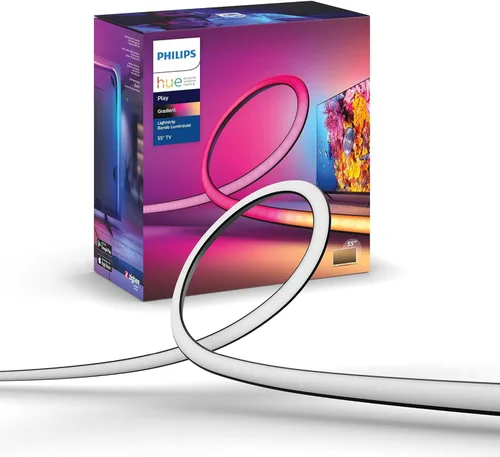 Philips Hue Play Gradient 55" - Tira de Luz Inteligente para TV - LED Multicolor Fluido que Cambia de Color para Retroiluminación de TV - Sincroniza
