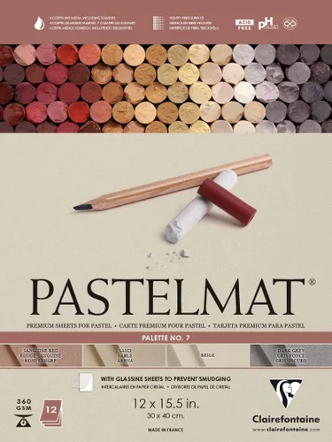 Miniatura 20 de Clairefontaine Pastelmat - Papel especial para pastel (encolado, 30 x 40 cm) - Paleta No. 5 - (12 x 15 3/4 pulgadas) - 360g - 12 hojas - Verde Verde