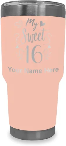 Miniatura 21 de LaserGram Taza aislada al vacío de 20 onzas, My Sweet 16, grabado personalizado incluido (gris)