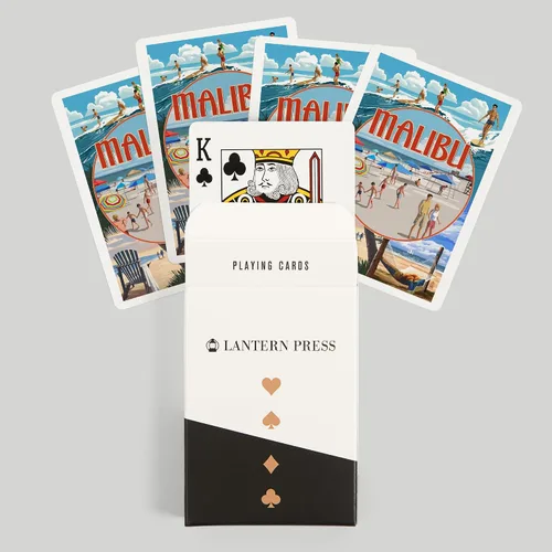 Miniatura 6 de Lantern Press Malibu, California, montaje en la playa (52 cartas de juego, baraja de cartas de tamaño póquer con Jokers)