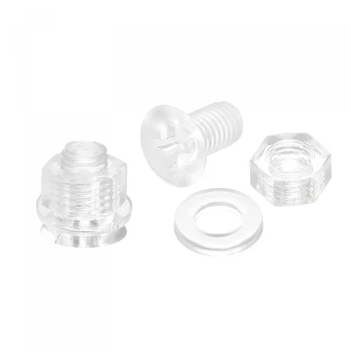 Miniatura 6 de uxcell Tornillos de máquina Phillips de plástico M4 x 0.787 in con tuercas y arandelas planas, pernos de máquina de cabeza plana de PC