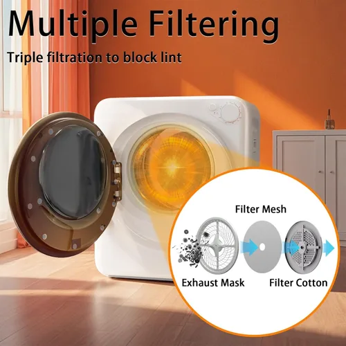 Miniatura 6 de Secadora de ropa portátil de 1.5 pies cúbicos, secadora de lavandería de carga frontal de secado rápido de 800W con 5 modos, mini secadora eléctrica