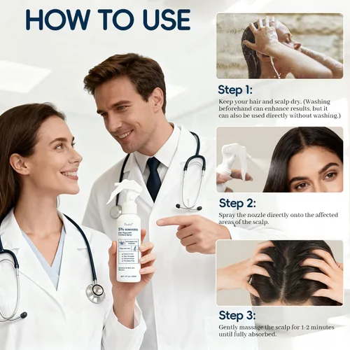 Miniatura 7 de 5% de minoxidil para hombres y mujeres, tratamiento para el crecimiento del cabello y la barba con biotina y romero para adelgazamiento y pérdida