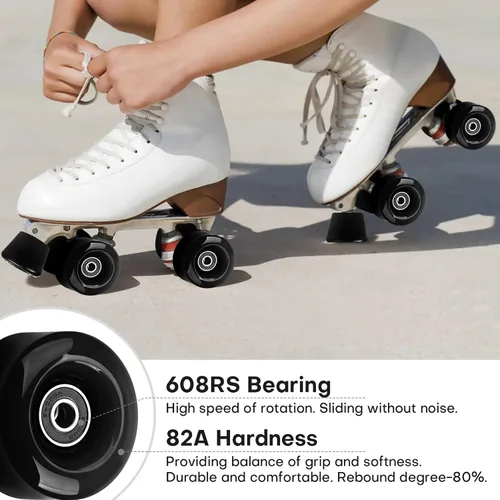 Miniatura 5 de Paquete de 8 ruedas de 32 x 58, 82 A con rodamiento instalado y 2 topes de punta para patinaje de doble fila, accesorios de repuesto adecuados