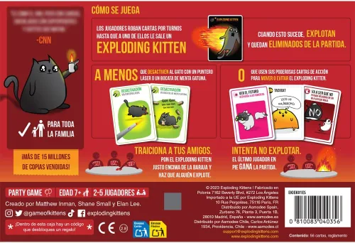 Miniatura 2 de Exploding Kittens Edición Original Versión en Español - 2-5 Jugadores - Edades 7+ - Juego de 15 Minutos - Juego de Cartas de Alto Riesgo - Juego