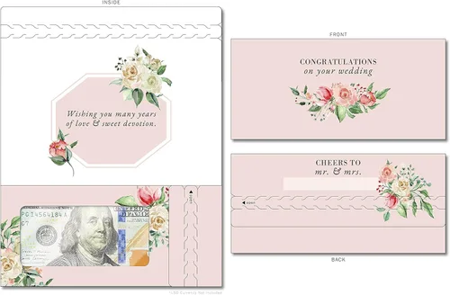Miniatura 2 de Tarjeta de boda, con dos aperturas de tira para desgarrar, con ventana de plástico transparente que deja ver dinero, cheques o tarjetas de regalo