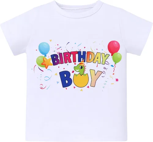 Miniatura 21 de ODASDO Conjunto de camiseta de manga corta para bebé, diseño de dinosaurio, 1º, 2º y 3º cumpleaños