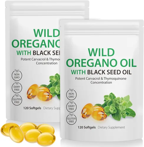 Miniatura 8 de Cápsulas blandas de aceite de orégano de 6000 mg por porción, 120 unidades 2 en 1 formulado con aceite de semilla negra de 200 mg, antioxidantes