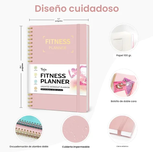 Miniatura 6 de Diario de entrenamiento de fitness para mujeres y hombres, A5 (5.5 x 8.2 pulgadas) planificador de registro de entrenamiento para rastrear, rosa
