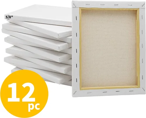 Miniatura 2 de FIXSMITH Lienzo estirado para pintar: 8 x 10 pulgadas, paquete a granel de 12, imprimado, 100% algodón, perfil de 5/8 pulgadas, paquete de gran