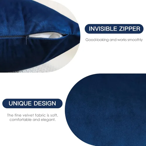Miniatura 7 de OTOSTAR Juego de 2 fundas de almohada decorativas de terciopelo suave y sólido de 12 x 20 pulgadas, fundas de almohada lumbares, fundas de almohada
