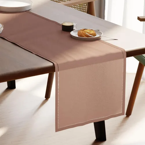 Miniatura 14 de Encasa XO Camino de mesa de comedor de 13 x 59 pulgadas, diseño de dobladillo de algodón puro, gris, lavable a máquina