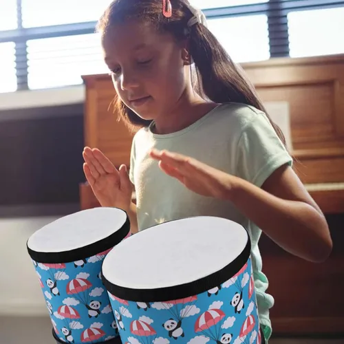 Miniatura 8 de Juego de tambores tom de piso Bongo para niños: Instrumento musical de percusión para niños con 2 baquetas - Tambor de suelo Montessori para bebés