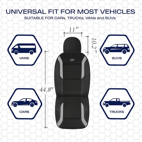 Miniatura 5 de Skechers Fundas de Asiento de Coche de Espuma Viscoelástica, Fundas de Asiento Gruesas de Malla Fresca de Aire, Protector de Dos Asientos Delanteros