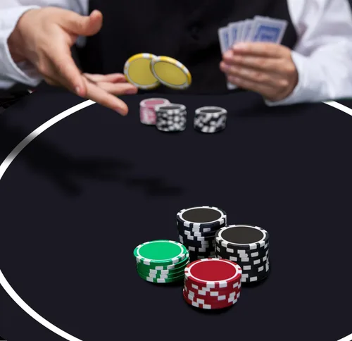 Miniatura 7 de nuveti Alfombrilla de póquer redonda de 61/79/119/140/160 cm para Texas Holdem Mesa de póquer portátil con diseño Art Deco para jugar cartas