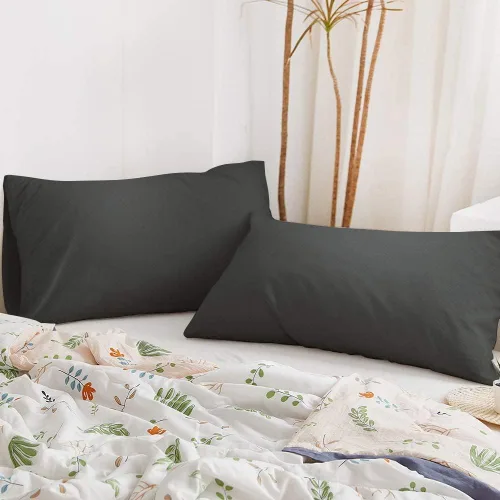 Miniatura 5 de BEDSUM Juego de 2 fundas de almohada de microfibra tamaño Queen, suaves, resistentes a las arrugas y de fácil cuidado con cierre de sobre para Gris
