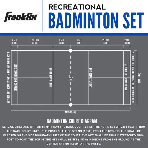 Miniatura 8 de Franklin Sports - Juegos de Voleibol + Bádminton - Juego de Playa + Patio Trasero - Voleibol, Bomba, Raquetas de Bádminton, Volantes, Red + Postes