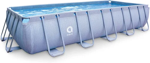 jLeisure Avenli LamTech - Piscina rectangular sobre el suelo con marco de acero de 18 pies x 39.5 pulgadas, con soporte de pared con marco en U, Gris