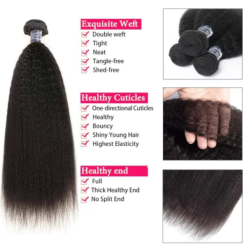 Miniatura 2 de Amella Hair Kinky Straight Bundles,10 inch Kinky Straight Human Hair Bundles,100% Unprocessed Brazilian Virgin Human Hair Bundles