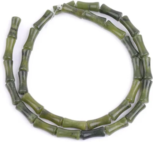 Miniatura 5 de JOE FOREMAN 30 cuentas naturales de jade verde oscuro de 0.197 x 0.472 in, cuentas de hueso de nudo de bambú para hacer joyas, energía energía Jade