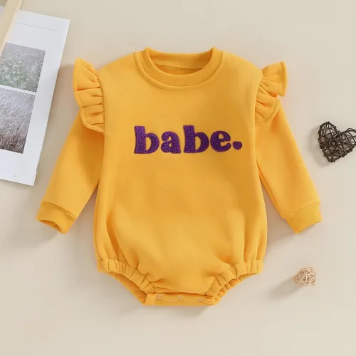Miniatura 2 de FYBITBO Ropa de otoño e invierno para bebé, sudadera de manga larga con volantes, mameluco de burbujas, lindo atuendo cálido