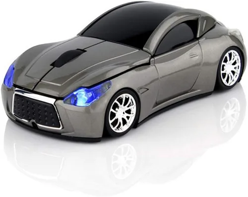 Miniatura 5 de Ai5G Ratón de coche de carreras inalámbrico Ratón en forma de coche deportivo 2.4GHz Luz LED Decoración de superficie brillante Escritorio Portátil