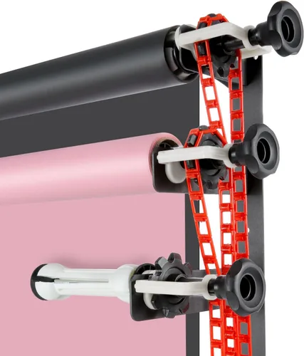 Miniatura 3 de NEEWER Sistema de soporte manual de fondo para montaje en pared de un solo rodillo con 2 ganchos individuales, 2 barras de expansión, 1 cadena
