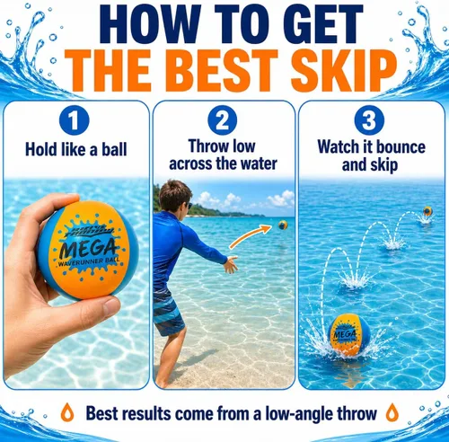 Miniatura 7 de Wave Runner Paquete de 2 pelotas de salto de agua, bolas de espuma suave para niños y adultos, rebota en el agua, juguetes de playa flotantes
