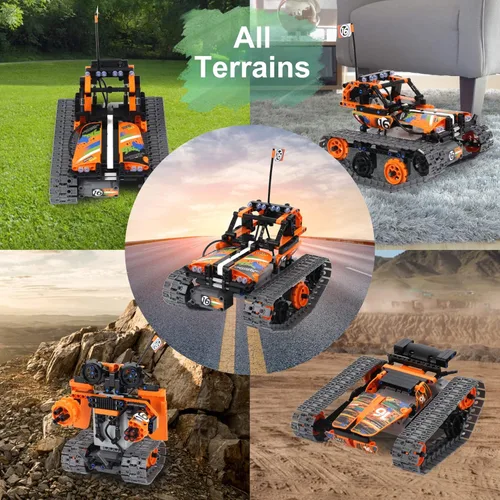 Miniatura 3 de BIRANCO. STEM - Kit de construcción de control remoto 3 en 1 RC Tracked Racer/Tank/Robot Engineering Toys, juego de construcción científica, auto