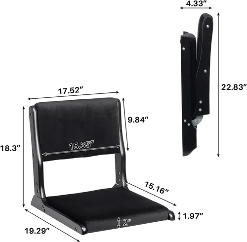 Miniatura 2 de HollyHOME Silla plegable de Tatami, asiento de piso estilo japonés tapizado, respaldo sin patas de madera con cojín, acento de meditación para Negro