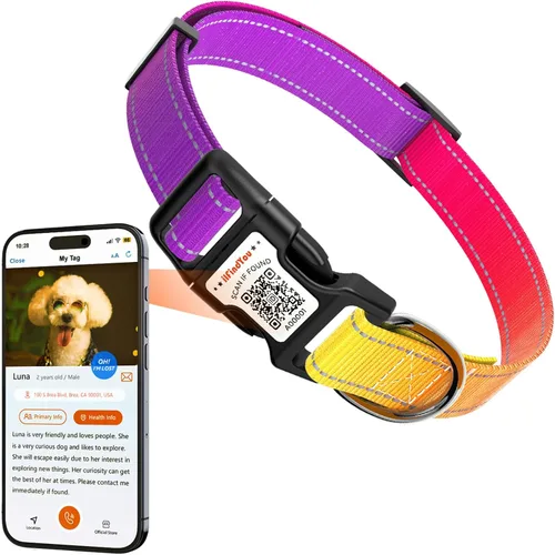 Miniatura 16 de Collar Reflectante para Perro, Collares Personalizados para Perro con Hebilla de Código QR, Collar de Nailon Suave para Mascotas Ajustable para Camo